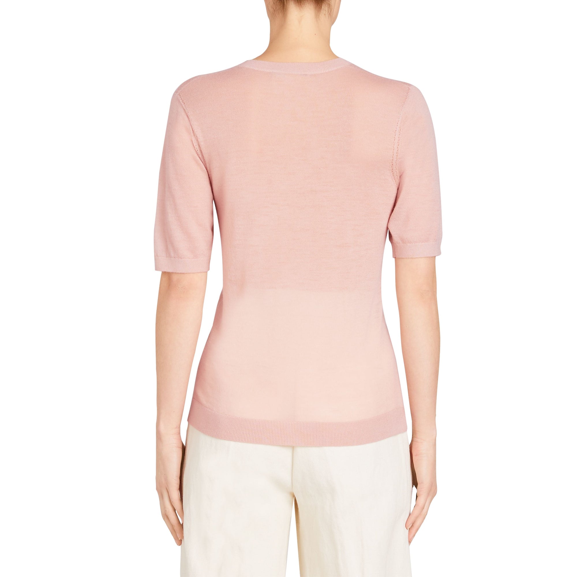 Pull en cachemire à manches courtes - Thistle Pink