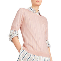 Pull en cachemire à manches courtes - Thistle Pink