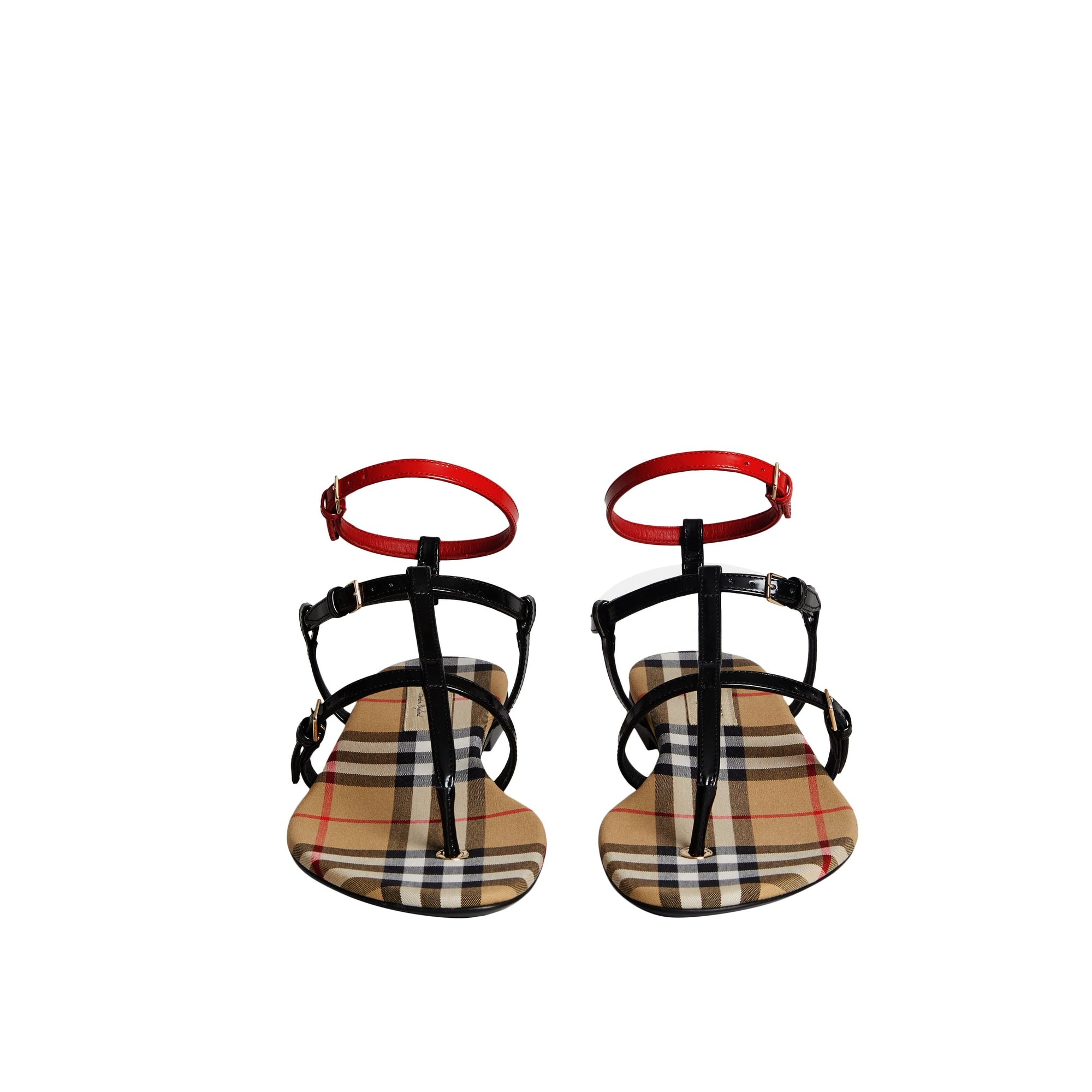 Sandales à motif Vintage check et cuir - Black