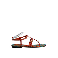 Sandales à motif Vintage check et cuir - Orange Red