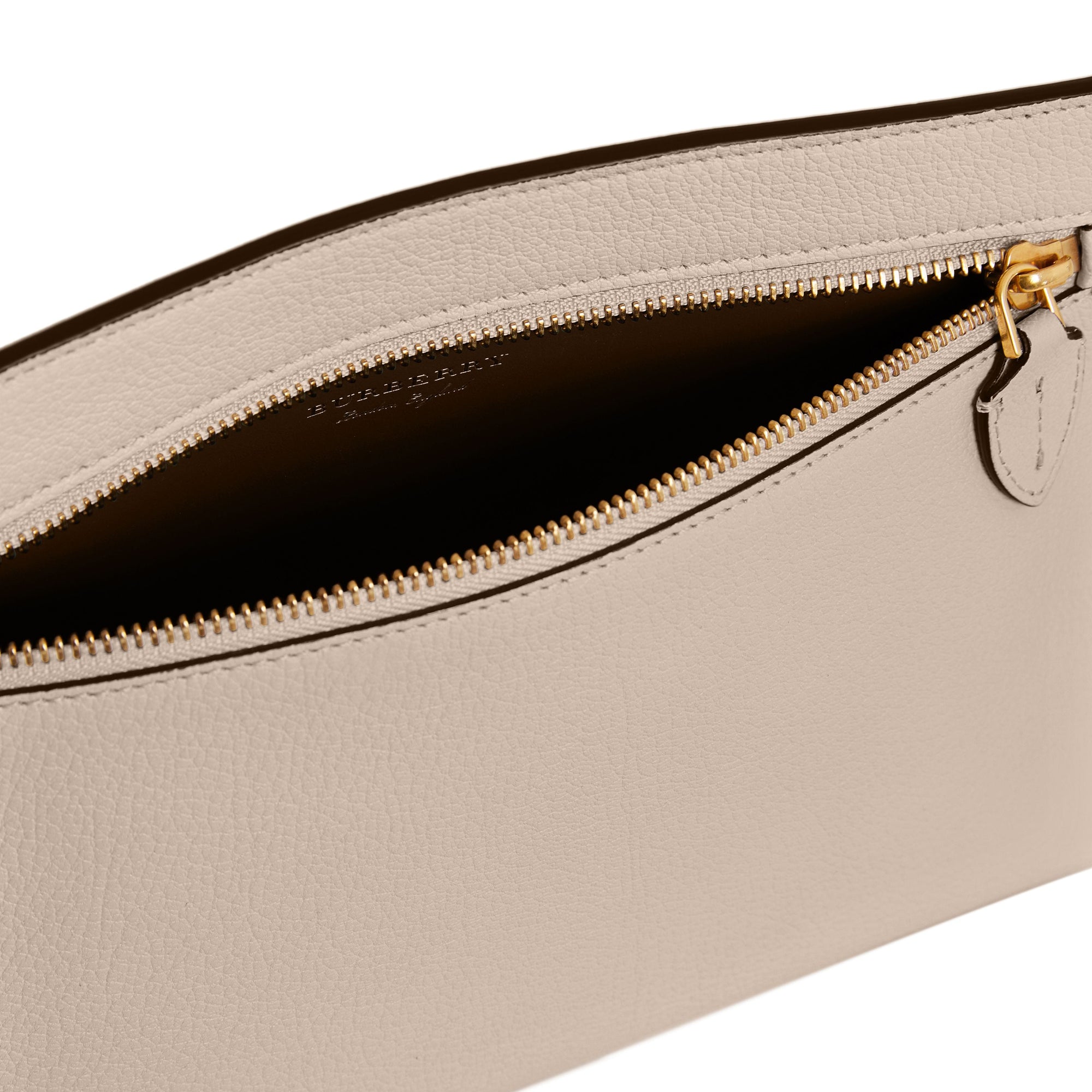 Clutch wristlet en cuir grainé - Stone