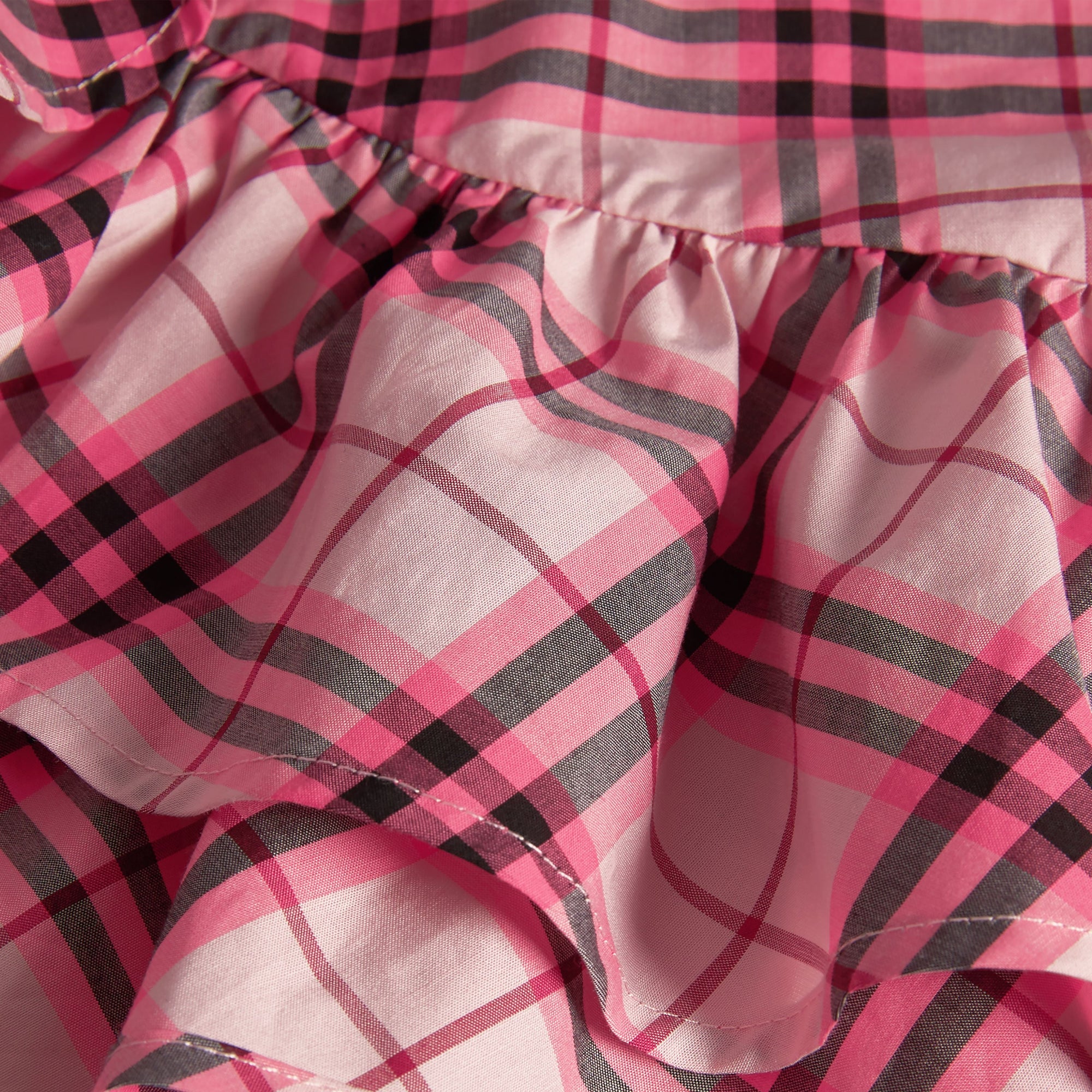 Haut en coton à motif check avec volants - Bright Rose