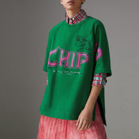 Sweat-shirt en coton à imprimé Fish and Chips - Pigment Green