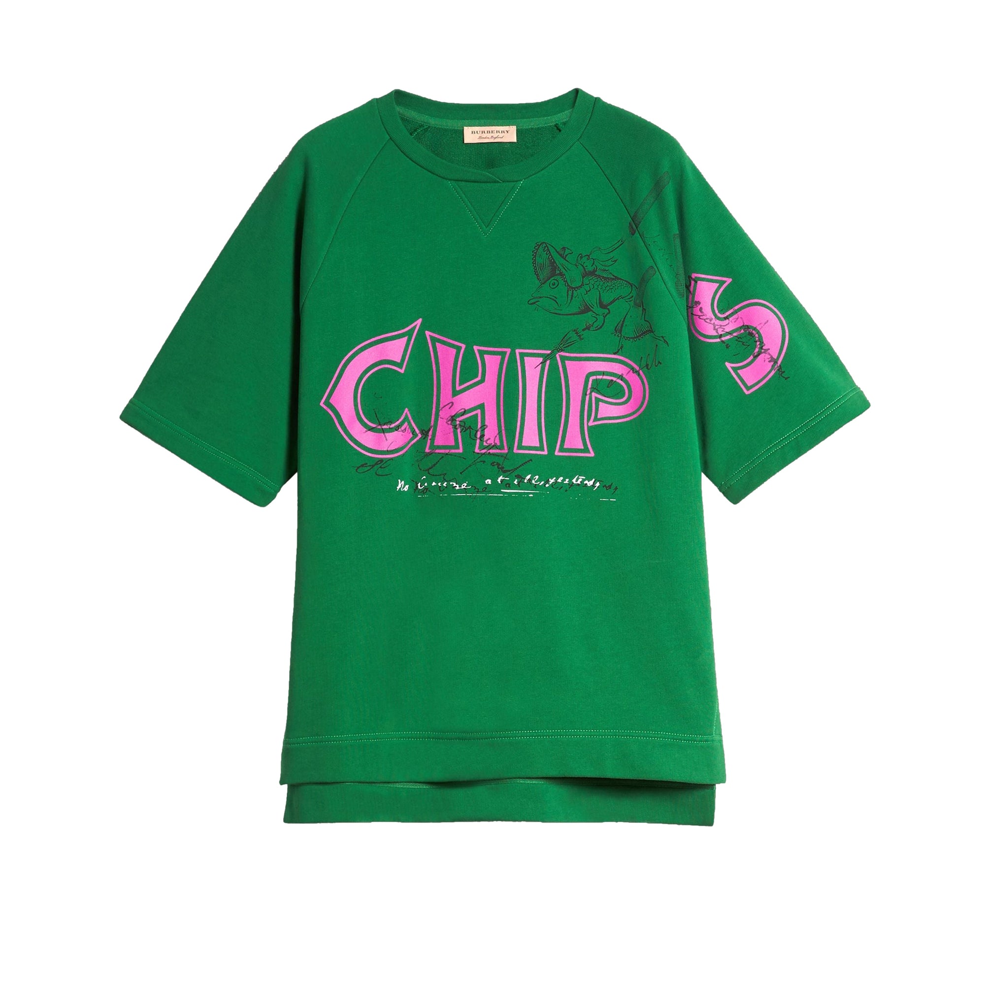 Sweat-shirt en coton à imprimé Fish and Chips - Pigment Green