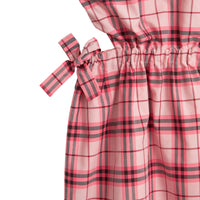 Robe en coton à motif check avec nœud - Bright Rose