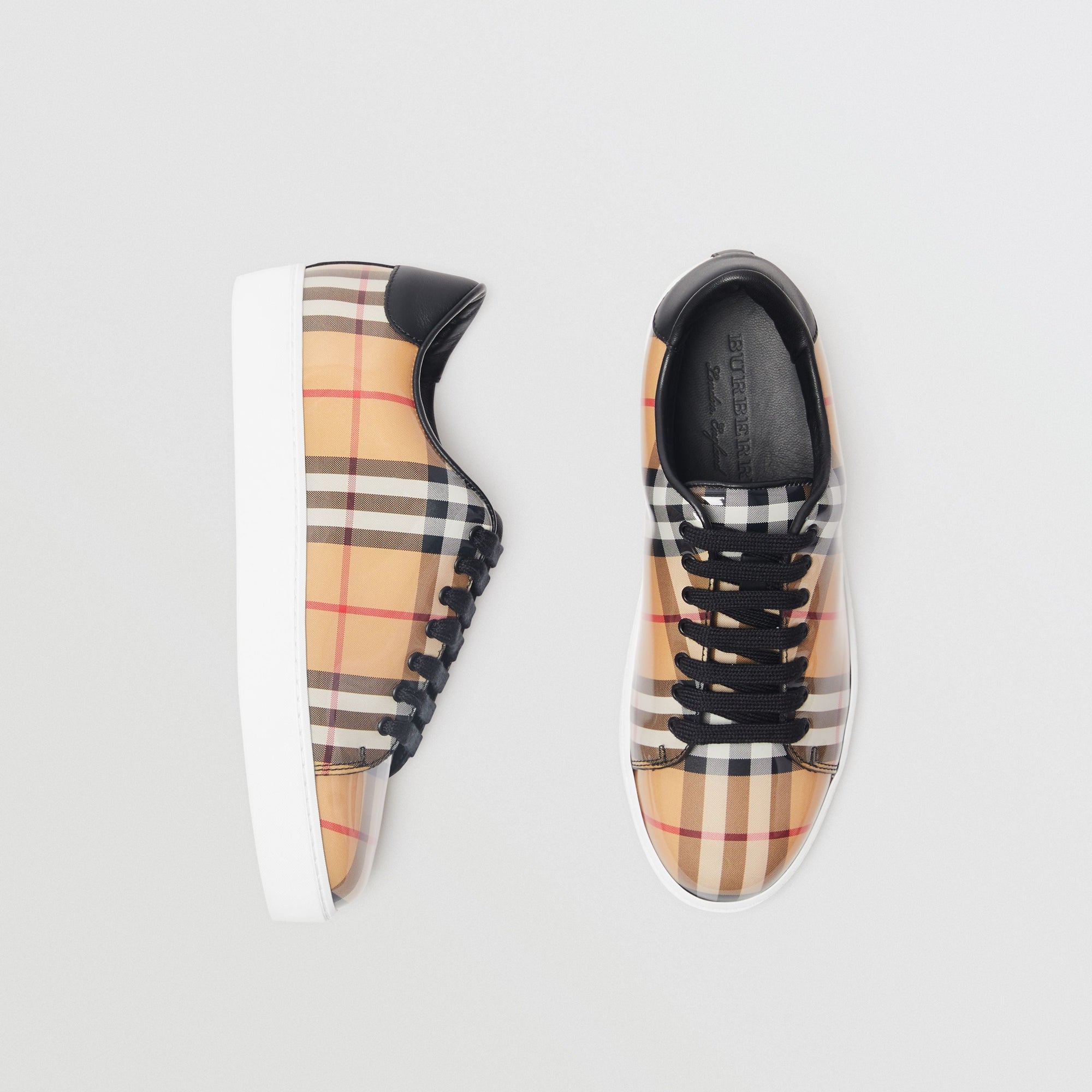 Sneakers en cuir et à motif Vintage check - Antique Yellow