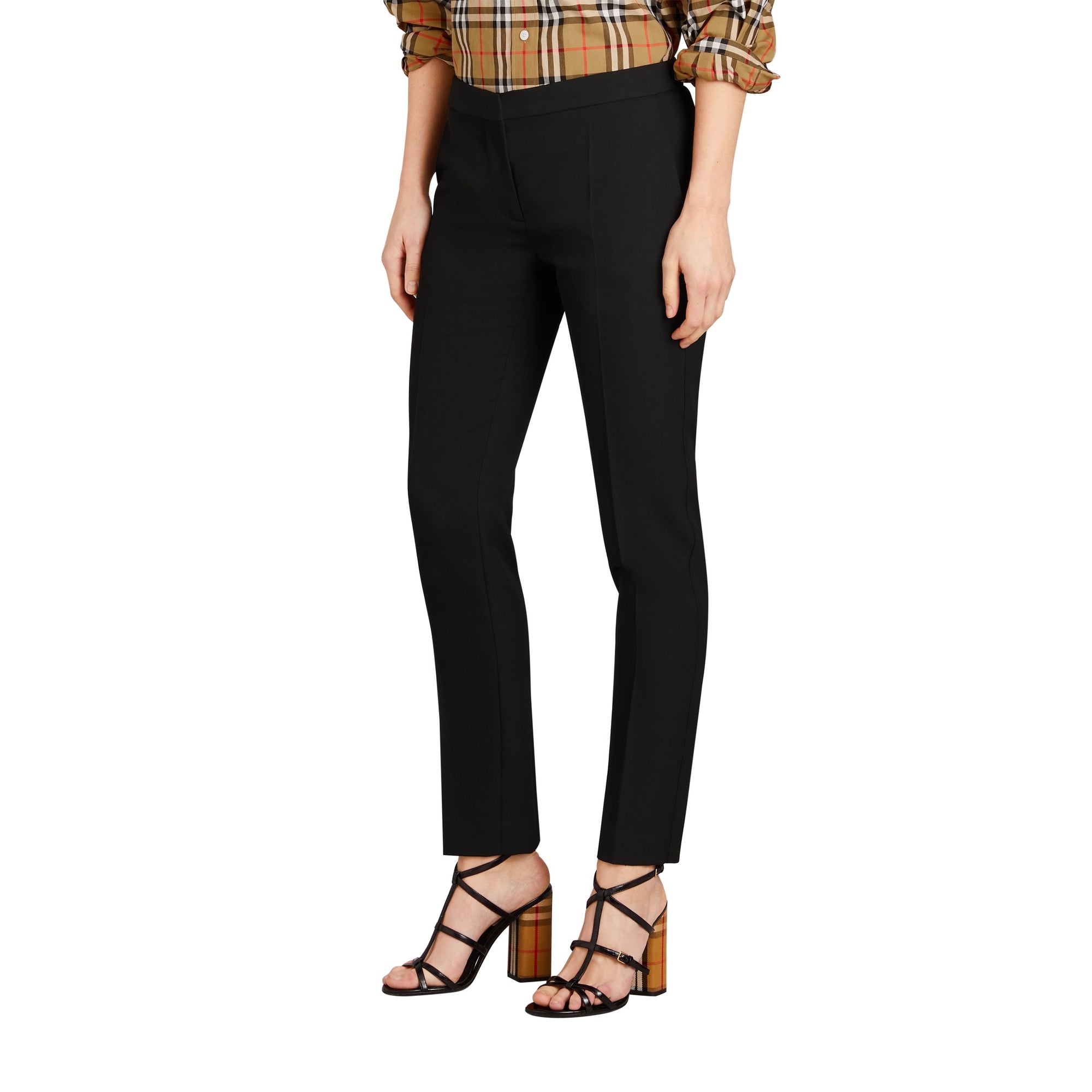 Pantalon ajusté de coupe droite en laine - Black