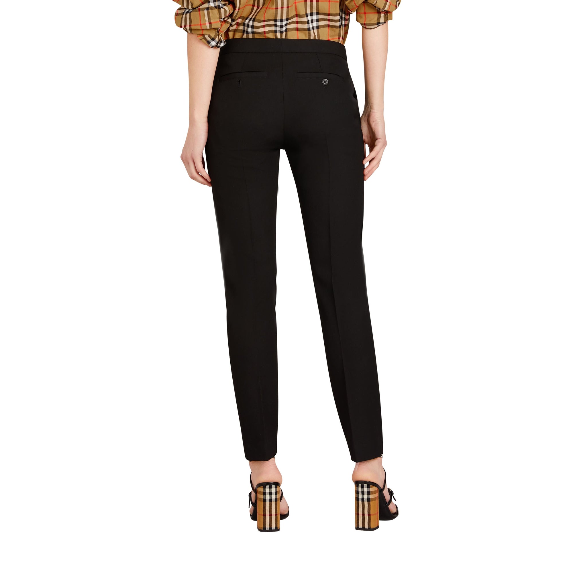 Pantalon ajusté de coupe droite en laine - Black