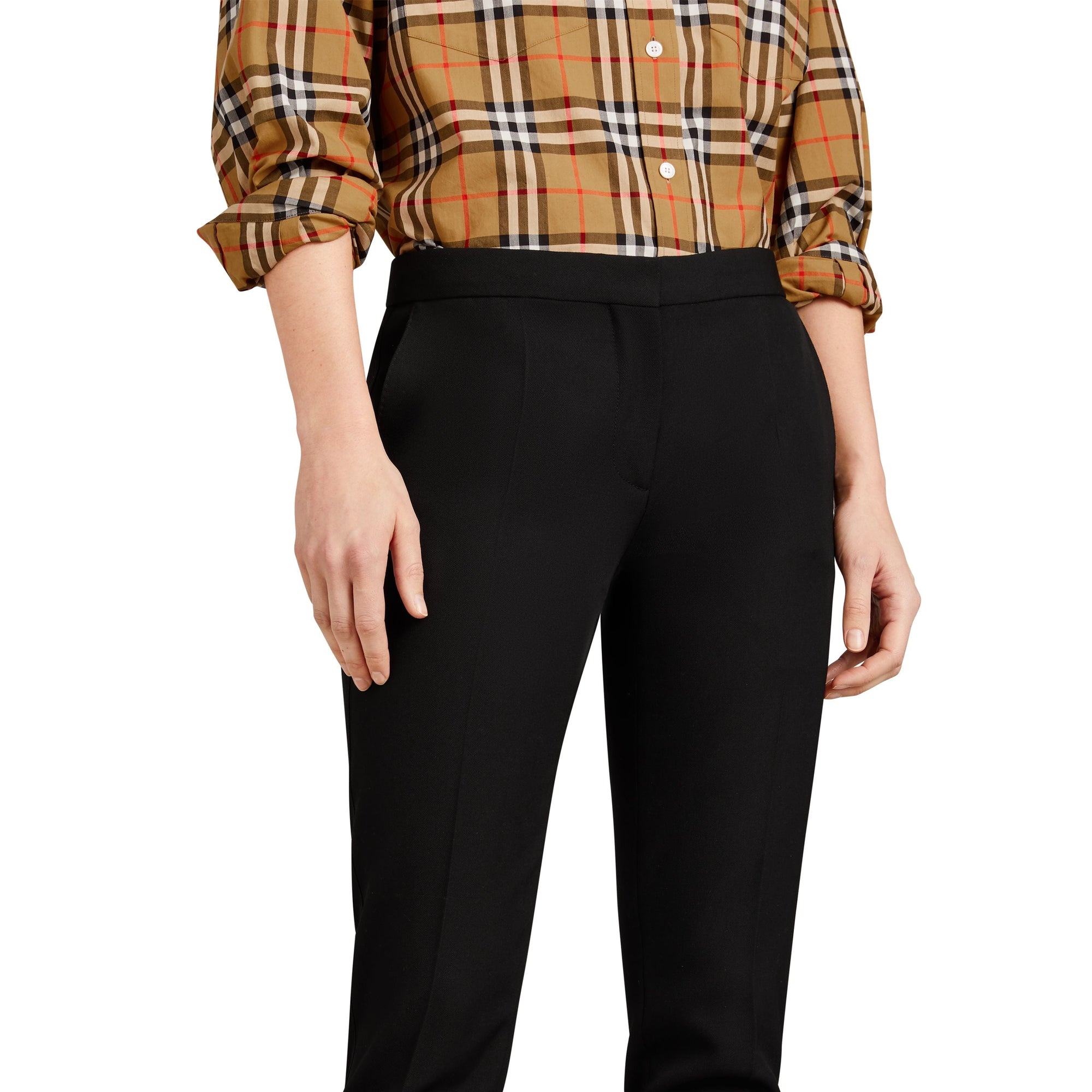 Pantalon ajusté de coupe droite en laine - Black