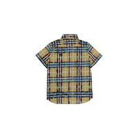 Chemise en coton à manches courtes avec motif check griffonné - Bright Blue