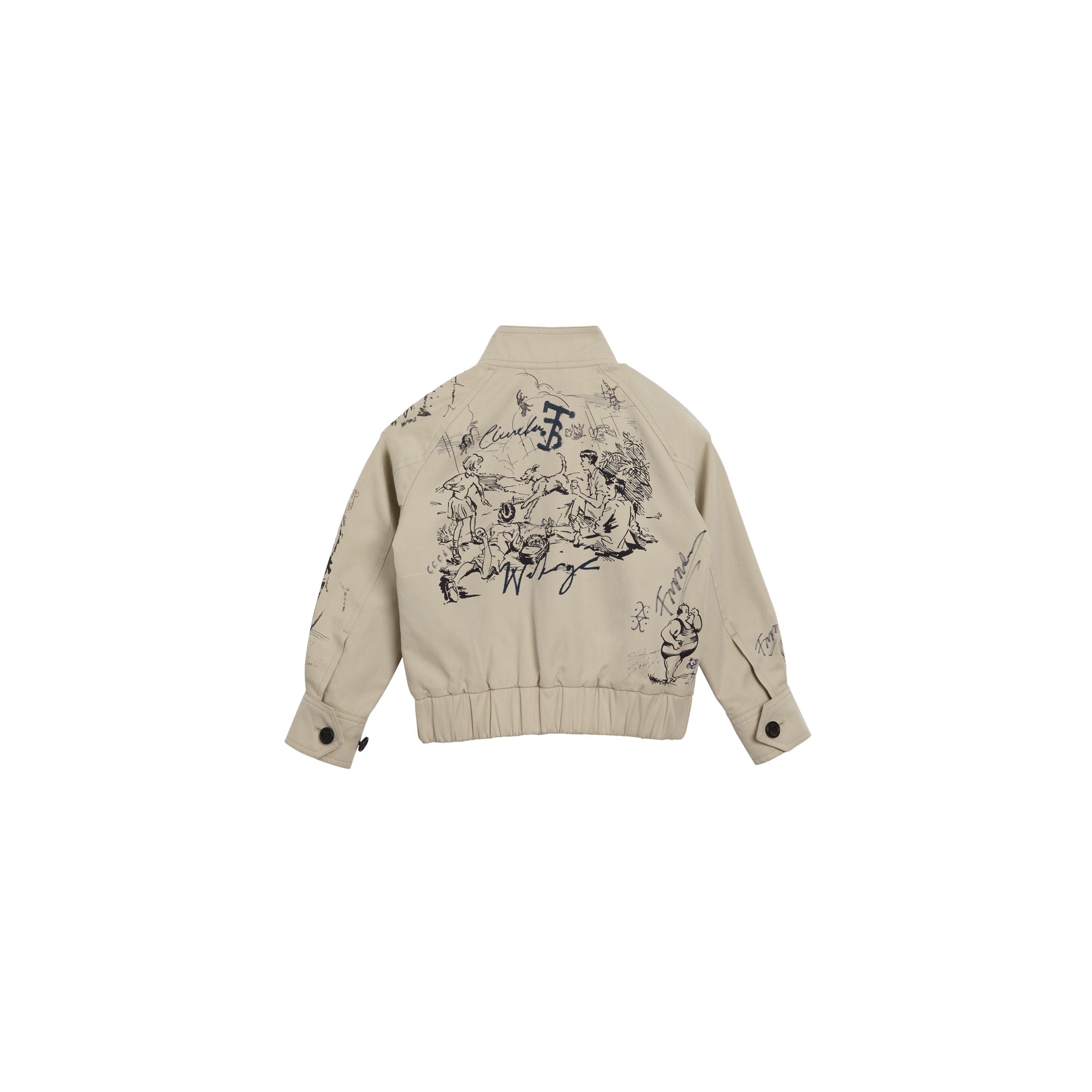 Veste Harrington en gabardine à imprimé aventure - Stone