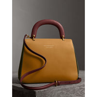 Sac à main DK88 medium en cuir - Moss Green & Ochre Yellow