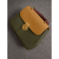 Sac à main DK88 medium en cuir - Moss Green & Ochre Yellow