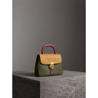 Sac à main DK88 medium en cuir - Moss Green & Ochre Yellow