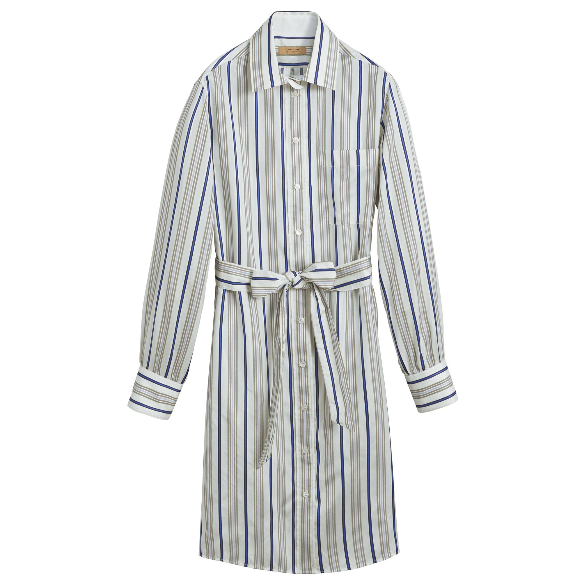 Robe chemise en soie rayée - Off White