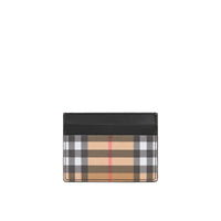Porte-cartes en cuir et à motif Vintage check - Black