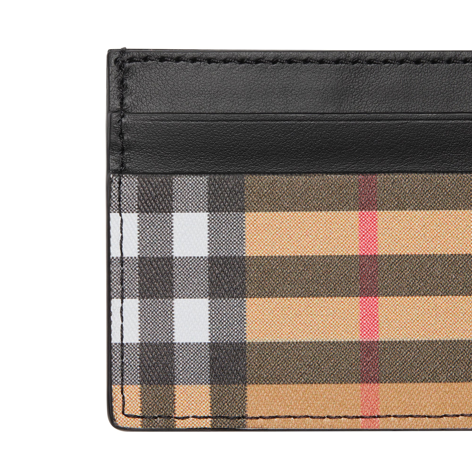 Porte-cartes en cuir et à motif Vintage check - Black