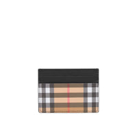 Porte-cartes en cuir et à motif Vintage check - Black