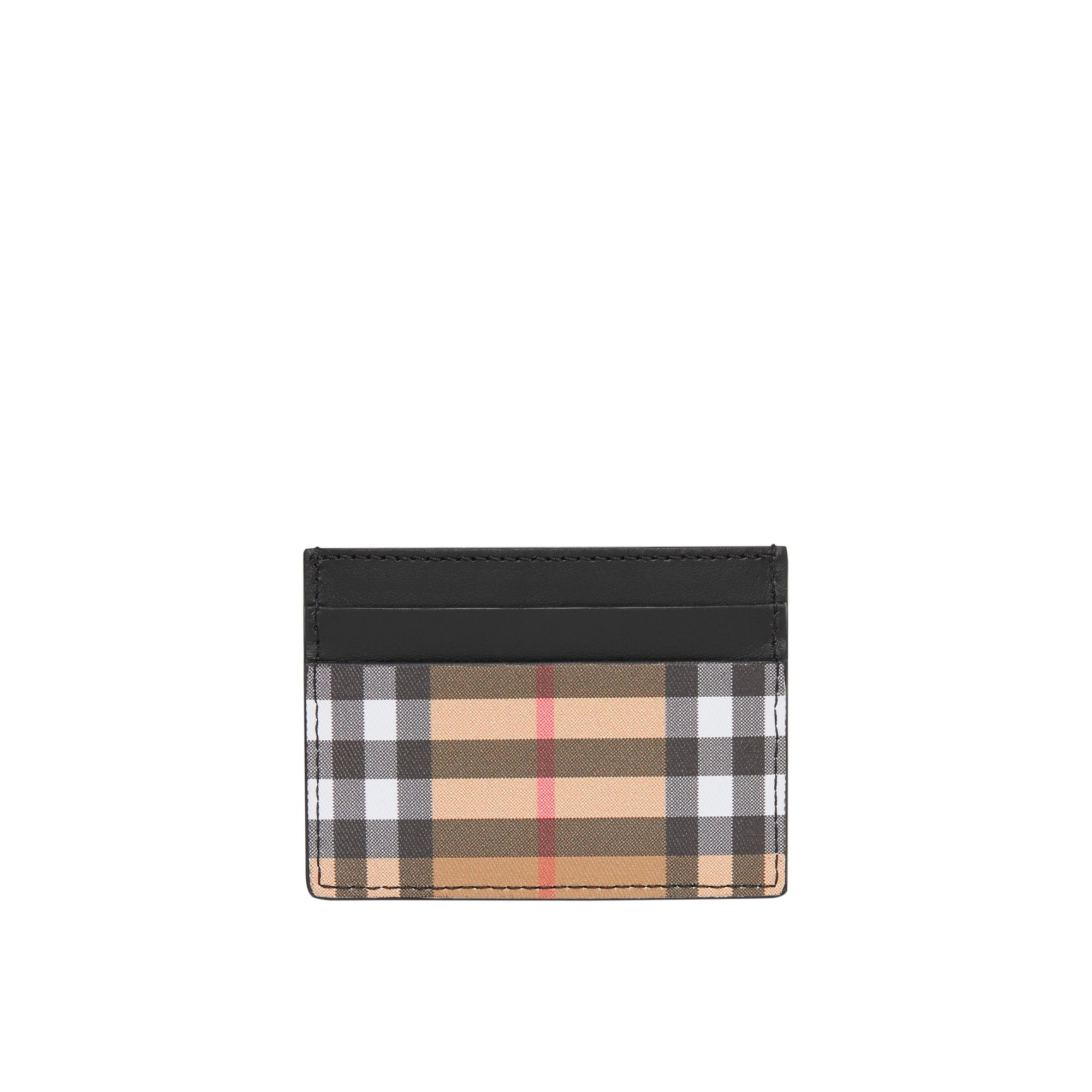 Porte-cartes en cuir et à motif Vintage check - Black