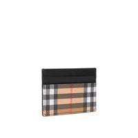 Porte-cartes en cuir et à motif Vintage check - Black