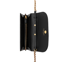 Portefeuille en cuir et à motif Vintage check avec chaîne - Black