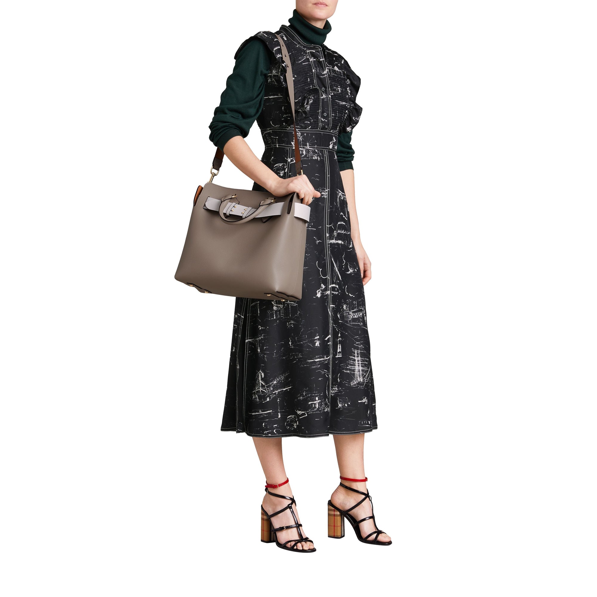 Sac The Belt moyen en cuir - Mineral Grey