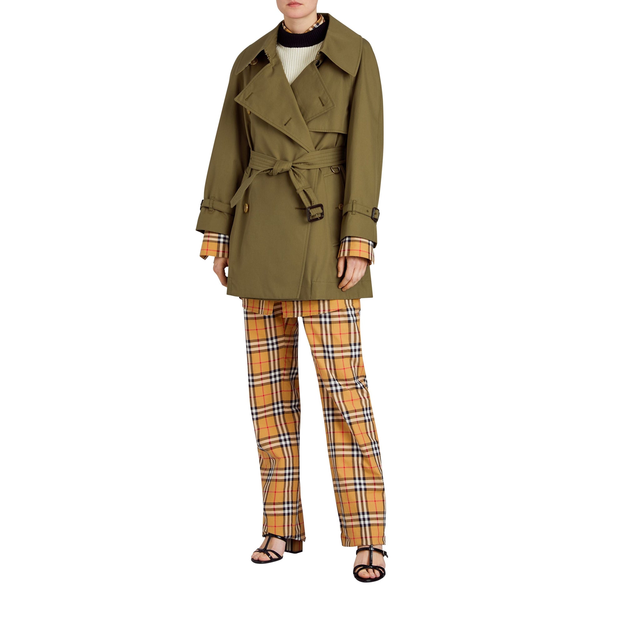 Trench en gabardine de coton avec col surdimensionné - Military Olive
