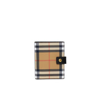 Petit portefeuille à rabat en cuir et à motif Vintage check - Black