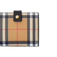Petit portefeuille à rabat en cuir et à motif Vintage check - Black