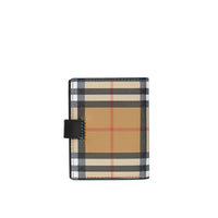 Petit portefeuille à rabat en cuir et à motif Vintage check - Black