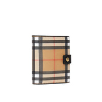 Petit portefeuille à rabat en cuir et à motif Vintage check - Black