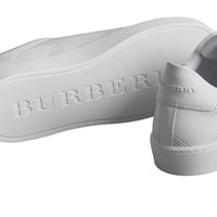 Sneakers en cuir à motif check perforé - Optic White