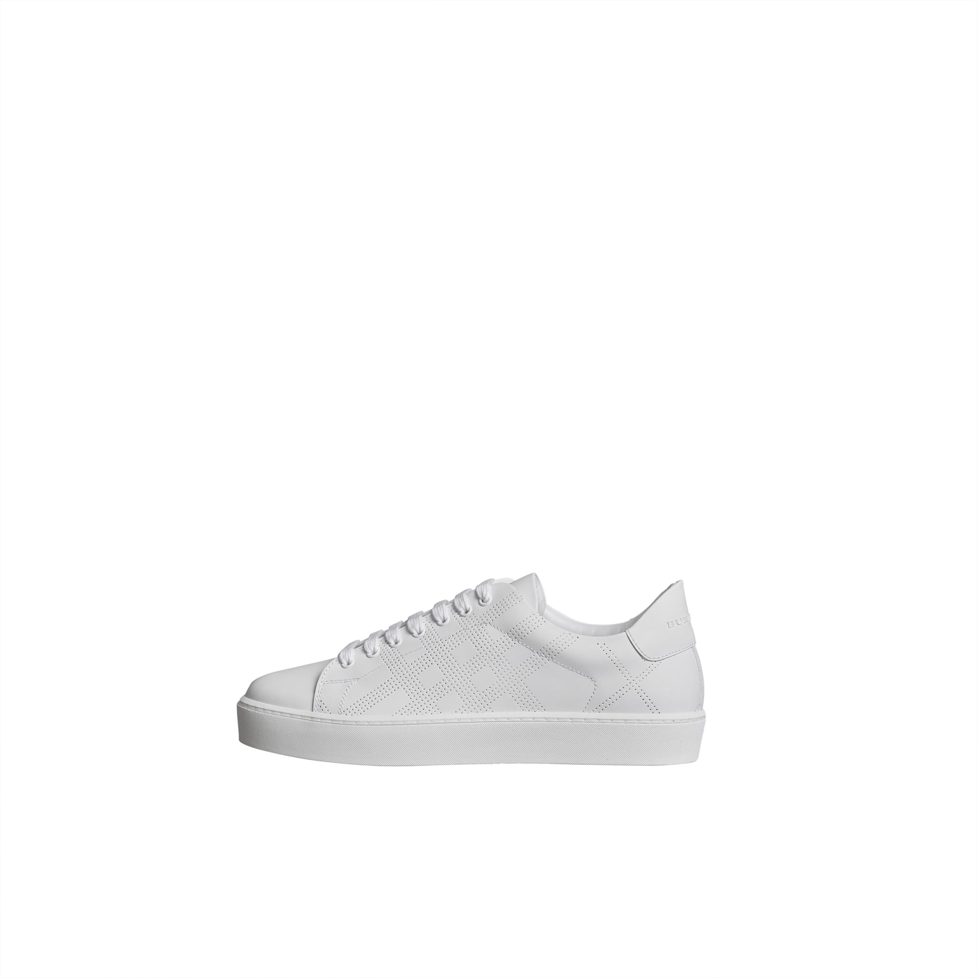 Sneakers en cuir à motif check perforé - Optic White