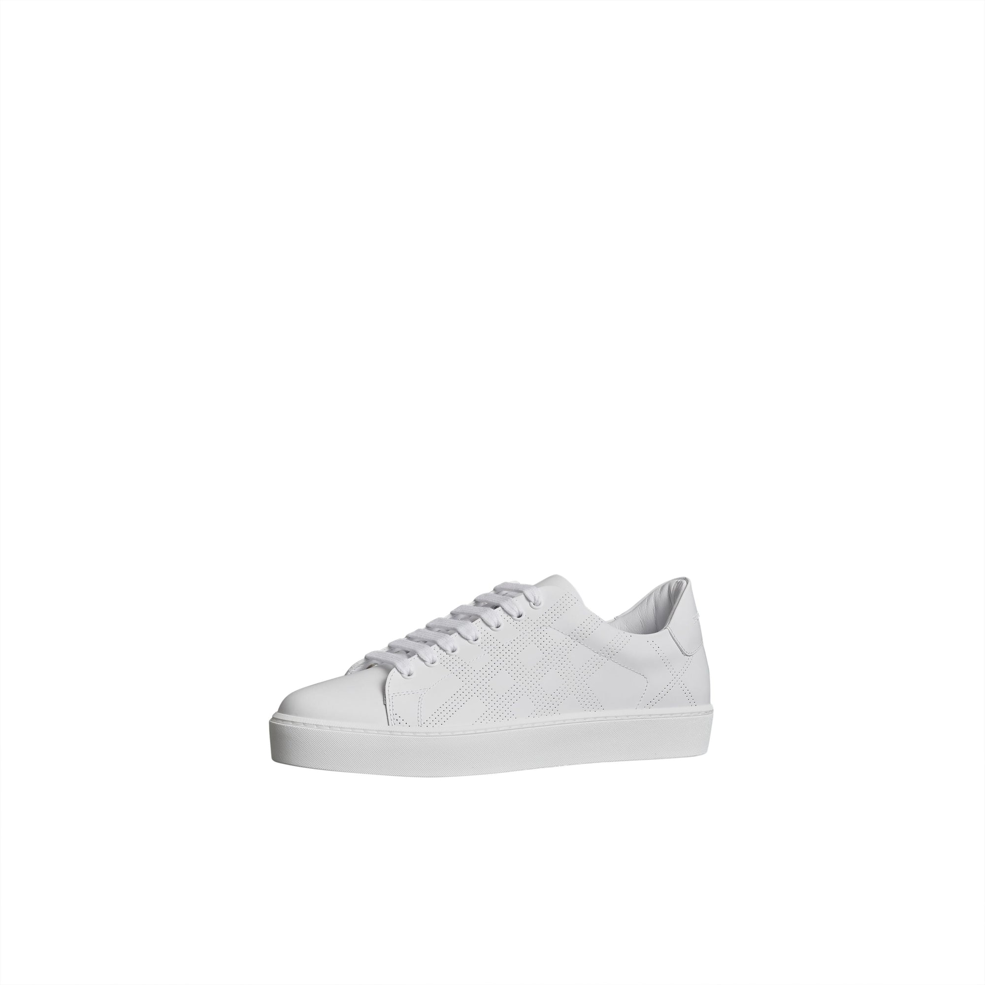 Sneakers en cuir à motif check perforé - Optic White