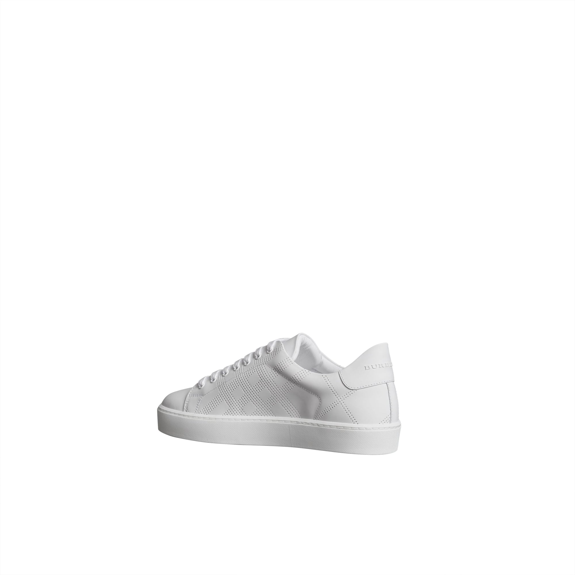 Sneakers en cuir à motif check perforé - Optic White