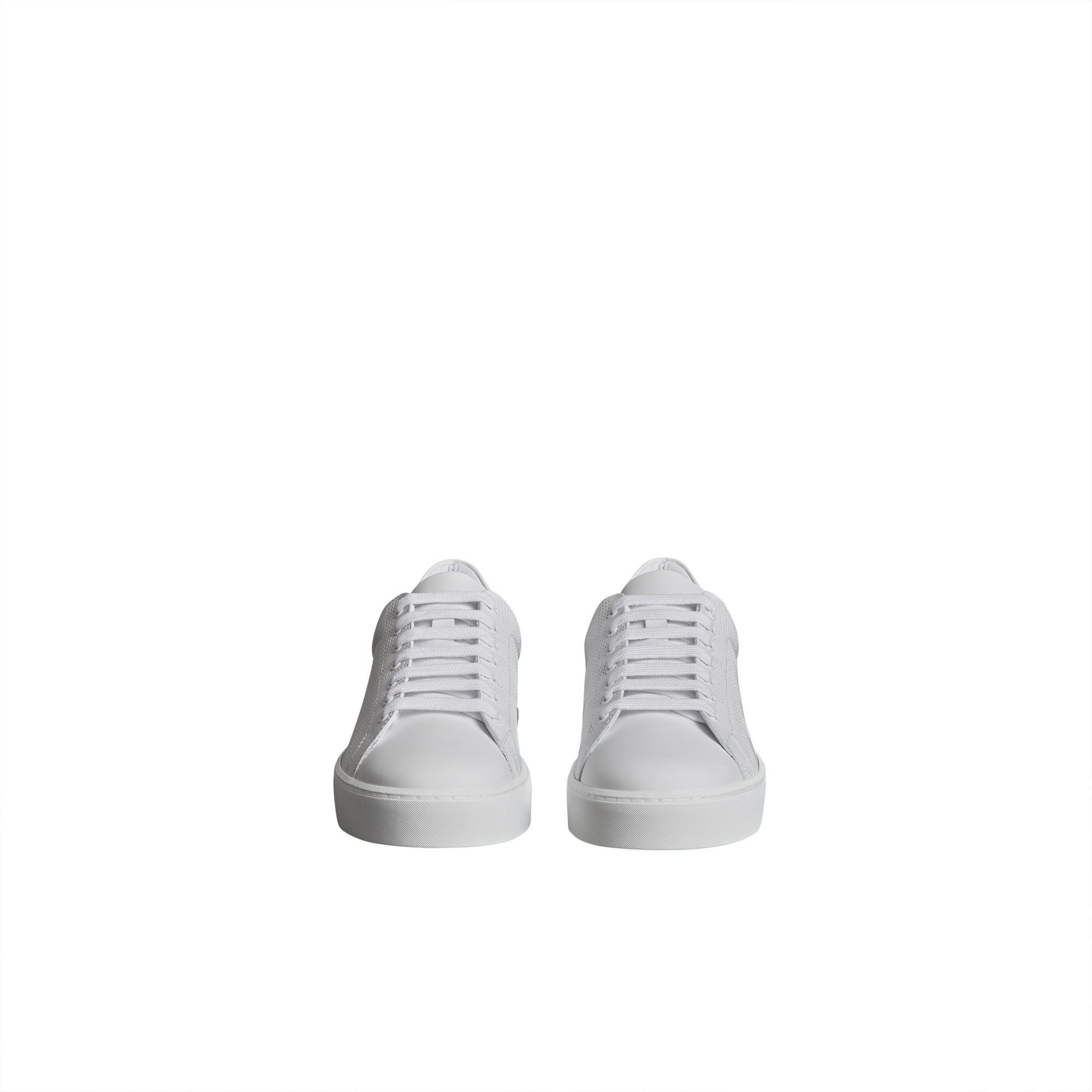 Sneakers en cuir à motif check perforé - Optic White
