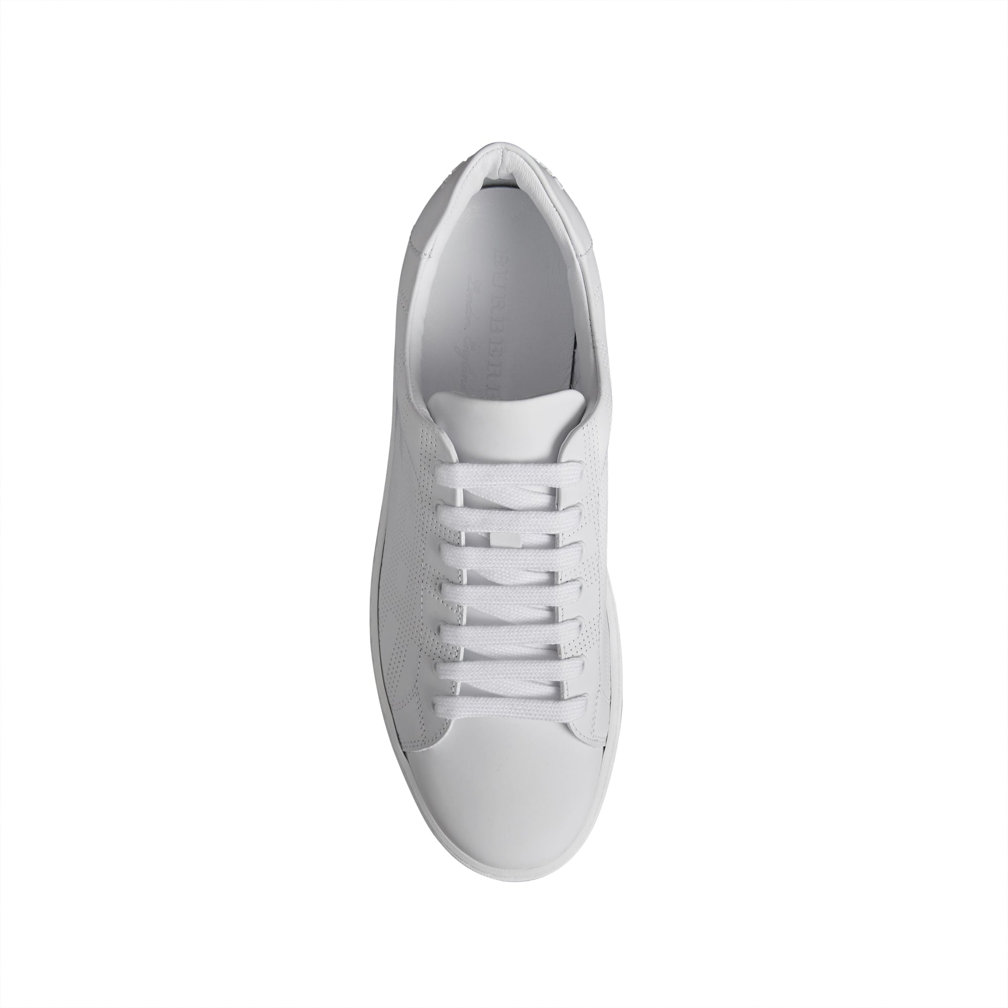 Sneakers en cuir à motif check perforé - Optic White
