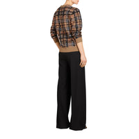 Pull en laine mérinos à motif check griffonné - Camel & Black