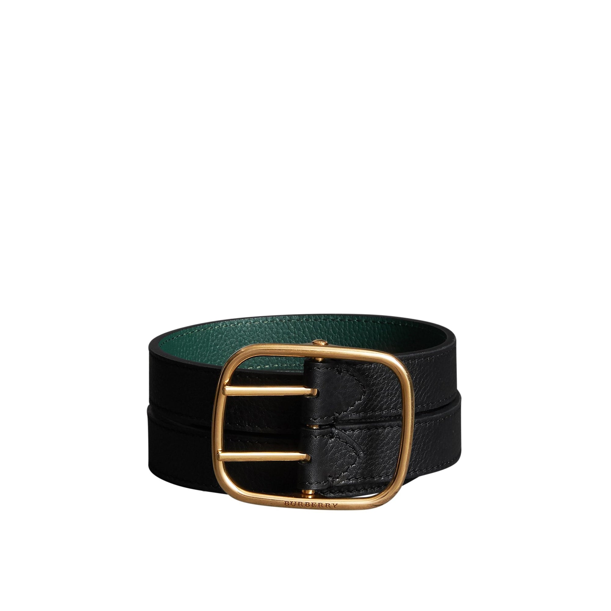 Ceinture en cuir double tour - Black & Sea Green
