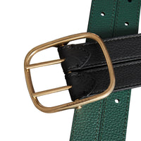 Ceinture en cuir double tour - Black & Sea Green