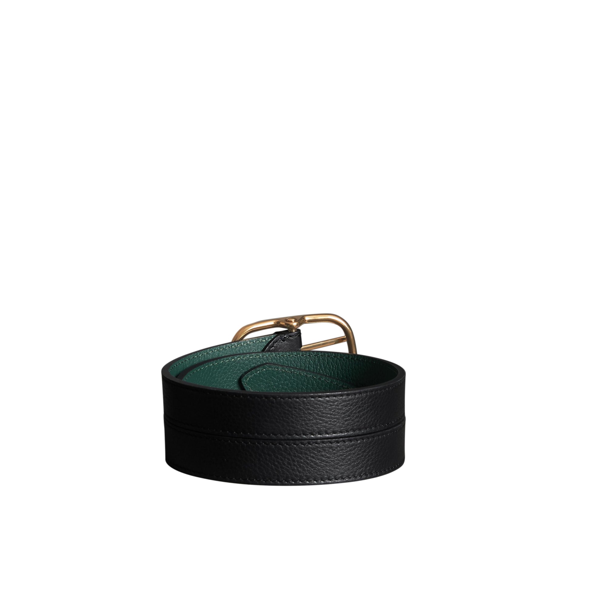 Ceinture en cuir double tour - Black & Sea Green