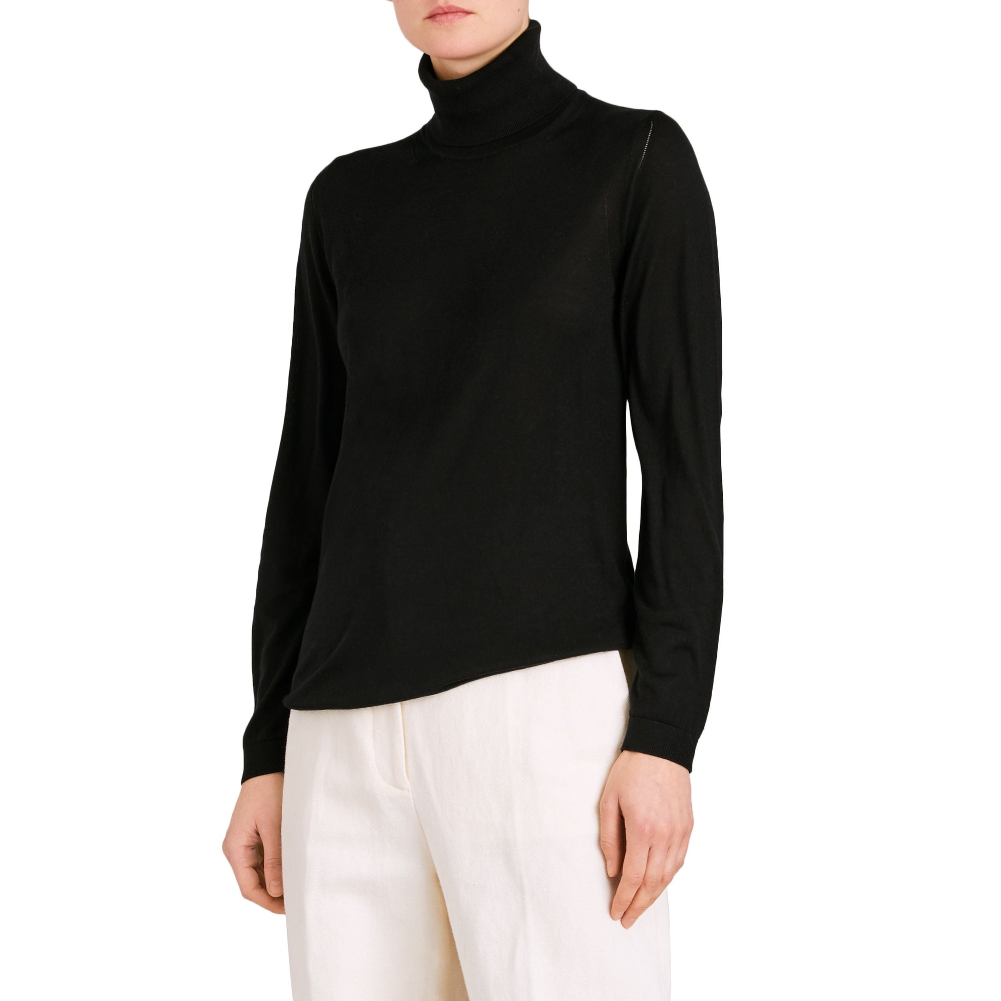 Pull en soie et cachemire à col roulé - Black