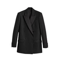 Veste habillée à double boutonnage en laine et mohair - Black