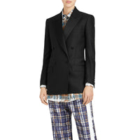 Veste habillée à double boutonnage en laine et mohair - Black
