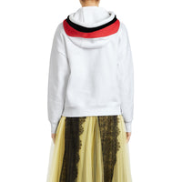 Sweat-shirt à capuche en jersey rayé - White