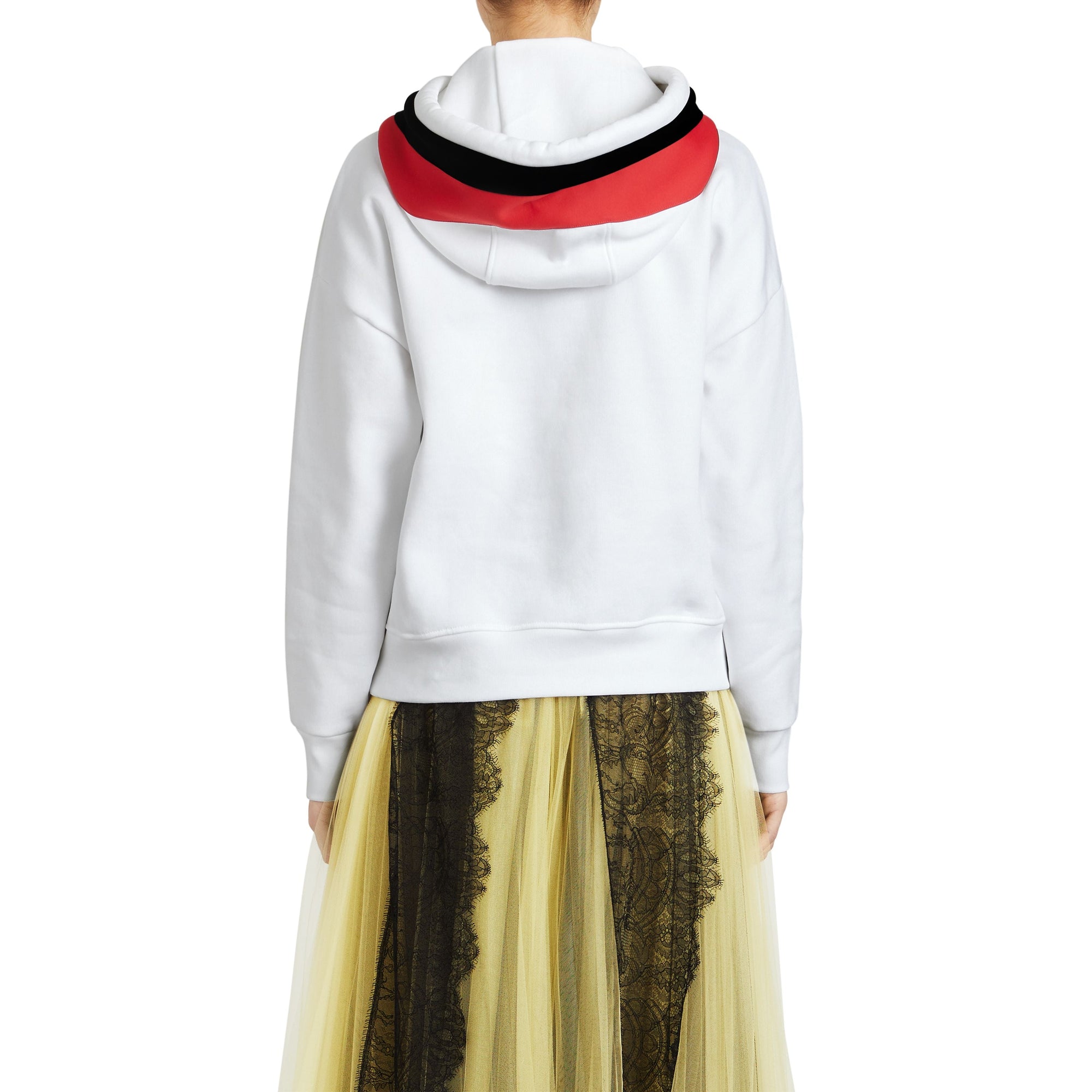 Sweat-shirt à capuche en jersey rayé - White