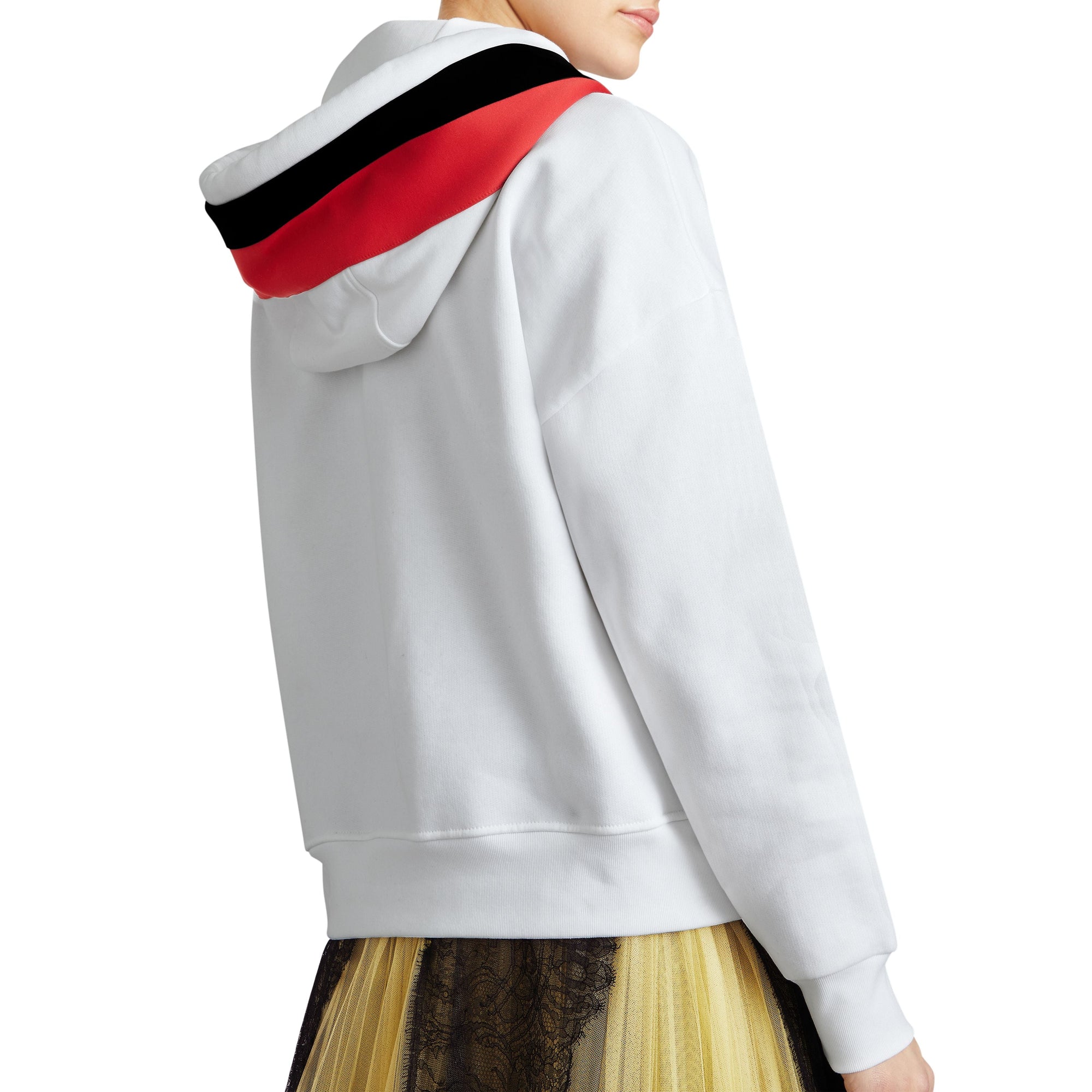 Sweat-shirt à capuche en jersey rayé - White