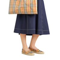 Espadrilles en cuir et à motif Vintage check - Antique Yellow