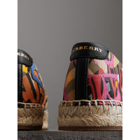 Espadrilles à motif Vintage check et imprimé graffiti - Antique Yellow