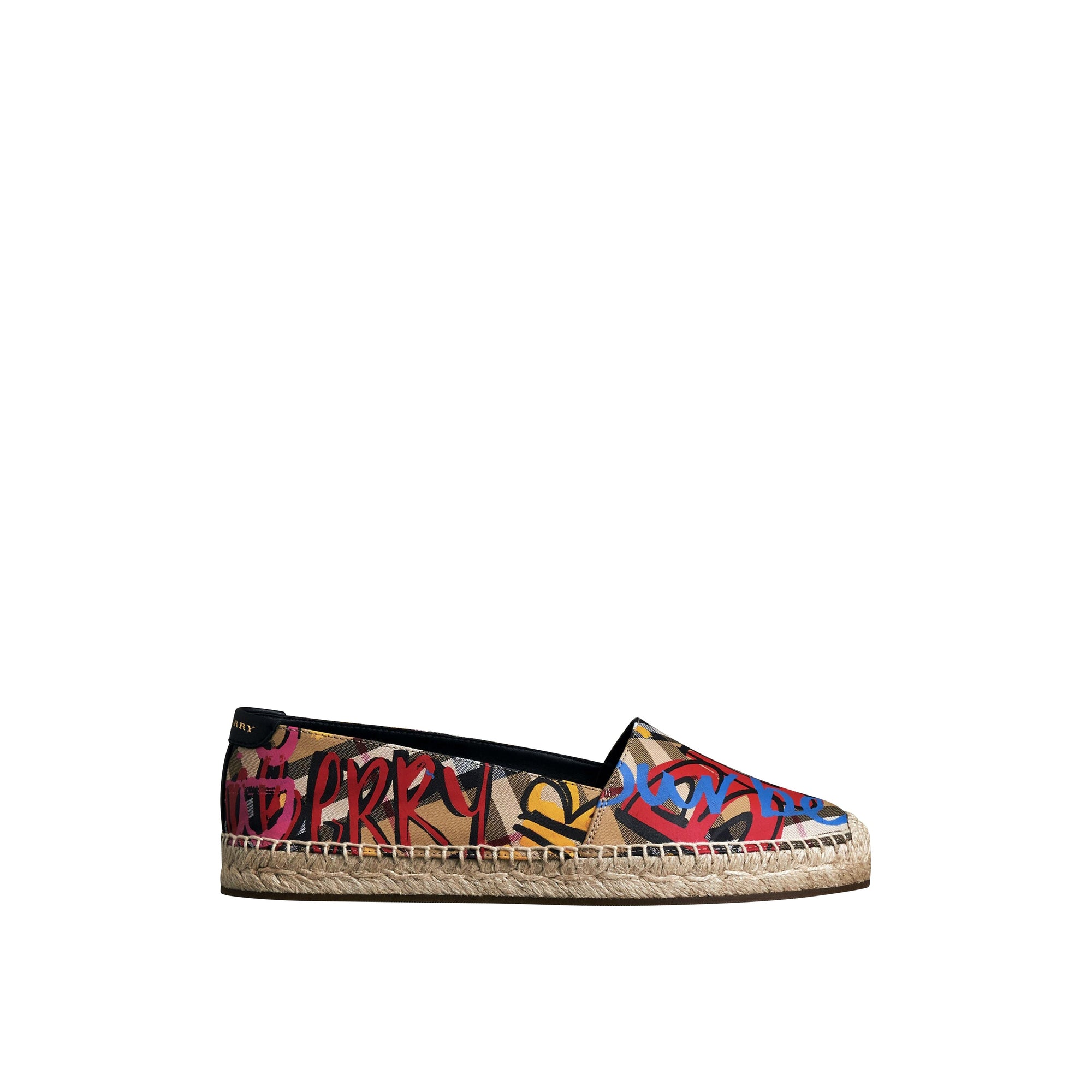 Espadrilles à motif Vintage check et imprimé graffiti - Antique Yellow